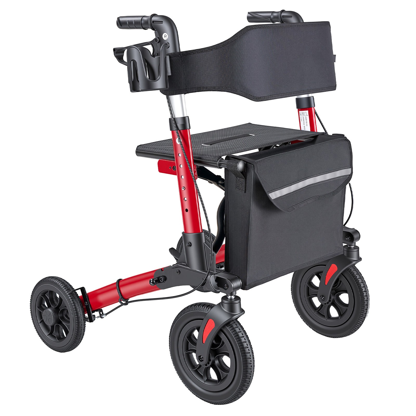 Ultra Compact 3-Fold Rollator Walker with Seat, Supports 300 lbs
