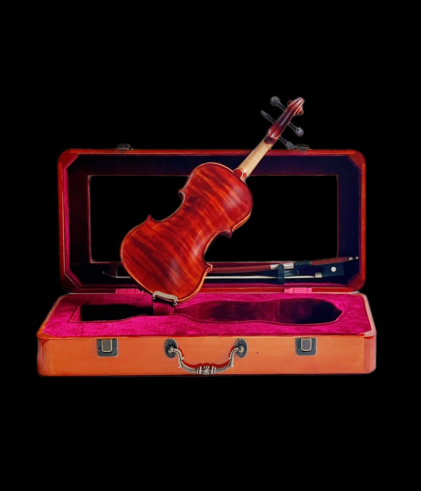 Handmade Solid Wood 1/32 Violin with Display Case – Fully Playable