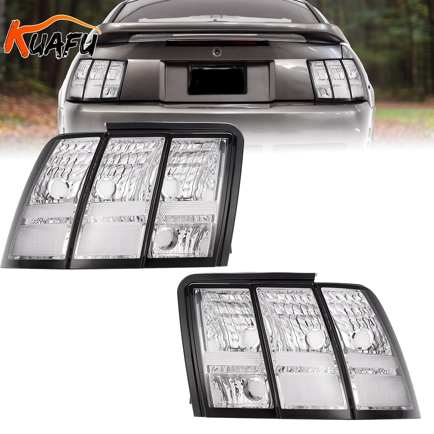 KUAFU Pair For Ford Mustang 99-04 Tail Lights Rear Brake Lamps Left&Right Side