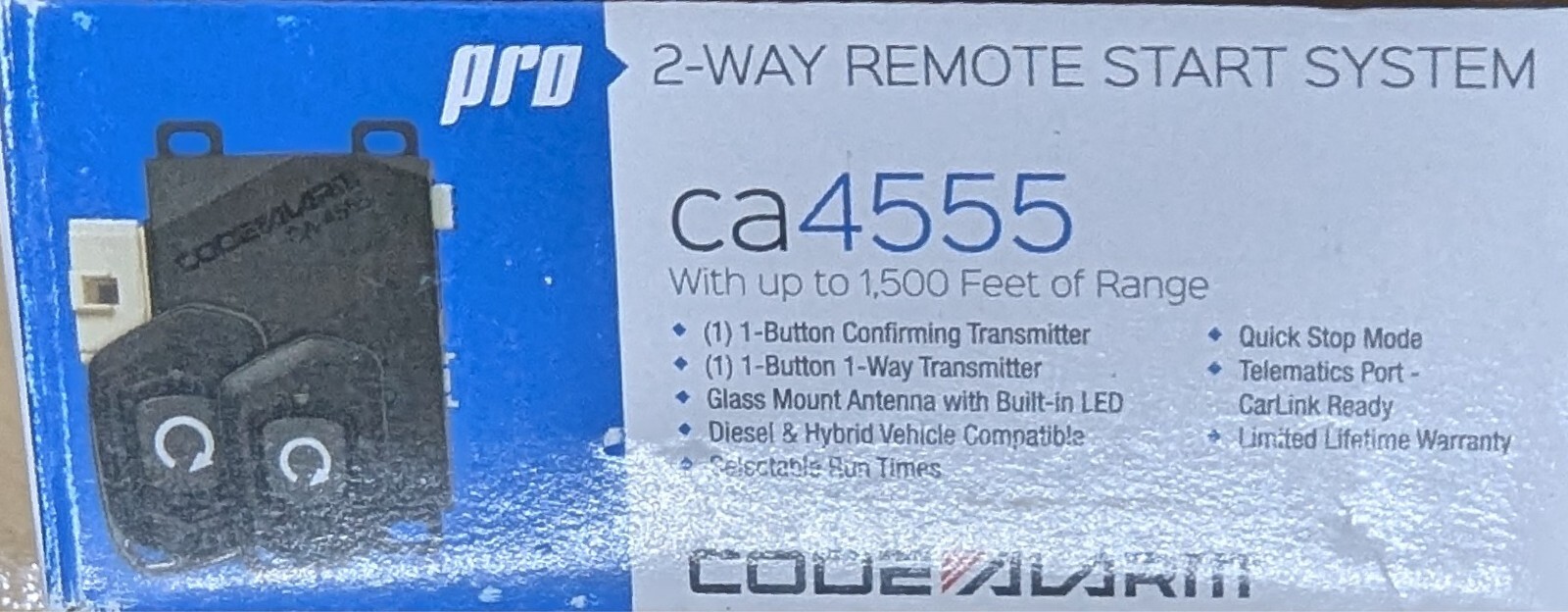 Code Alarm CA4555 Remote Car Starter 2-Way Paging LED Confirming 1/4 Mile Range