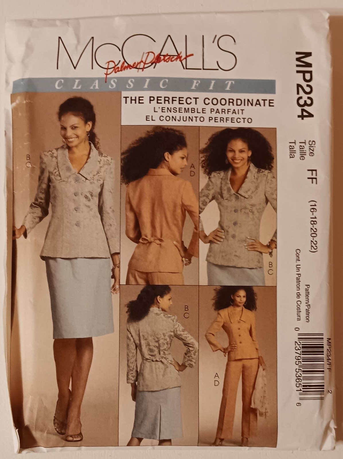 McCalls MP234 - Career Wardrobe Jacket Skirt Pants Pattern UCFF 16,18,20,22