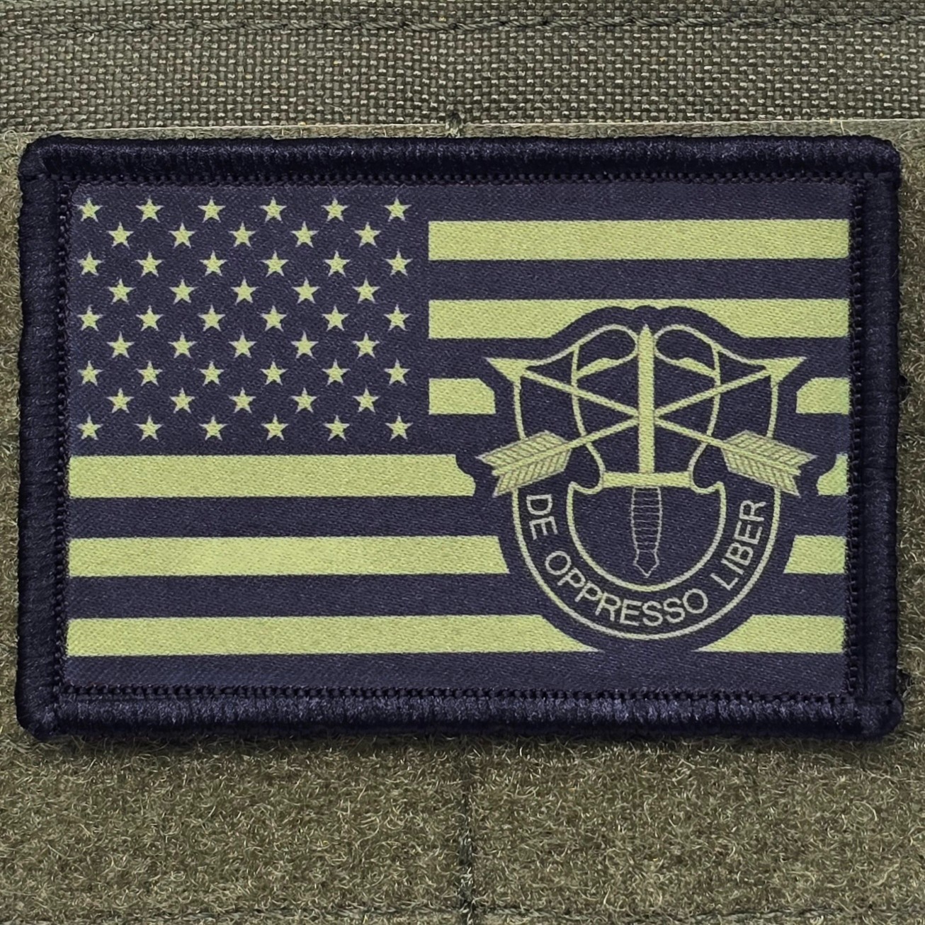 De Oppresso Liber Patch Moral Tactical Military Army USA Flag Hook & Loop 3x2