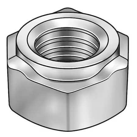 Zoro Select 1Lah3 Hex Weld Nut, 5/16"-18, Steel, 9/16 In Wd, 5/64 In Ht, 50 Pk,