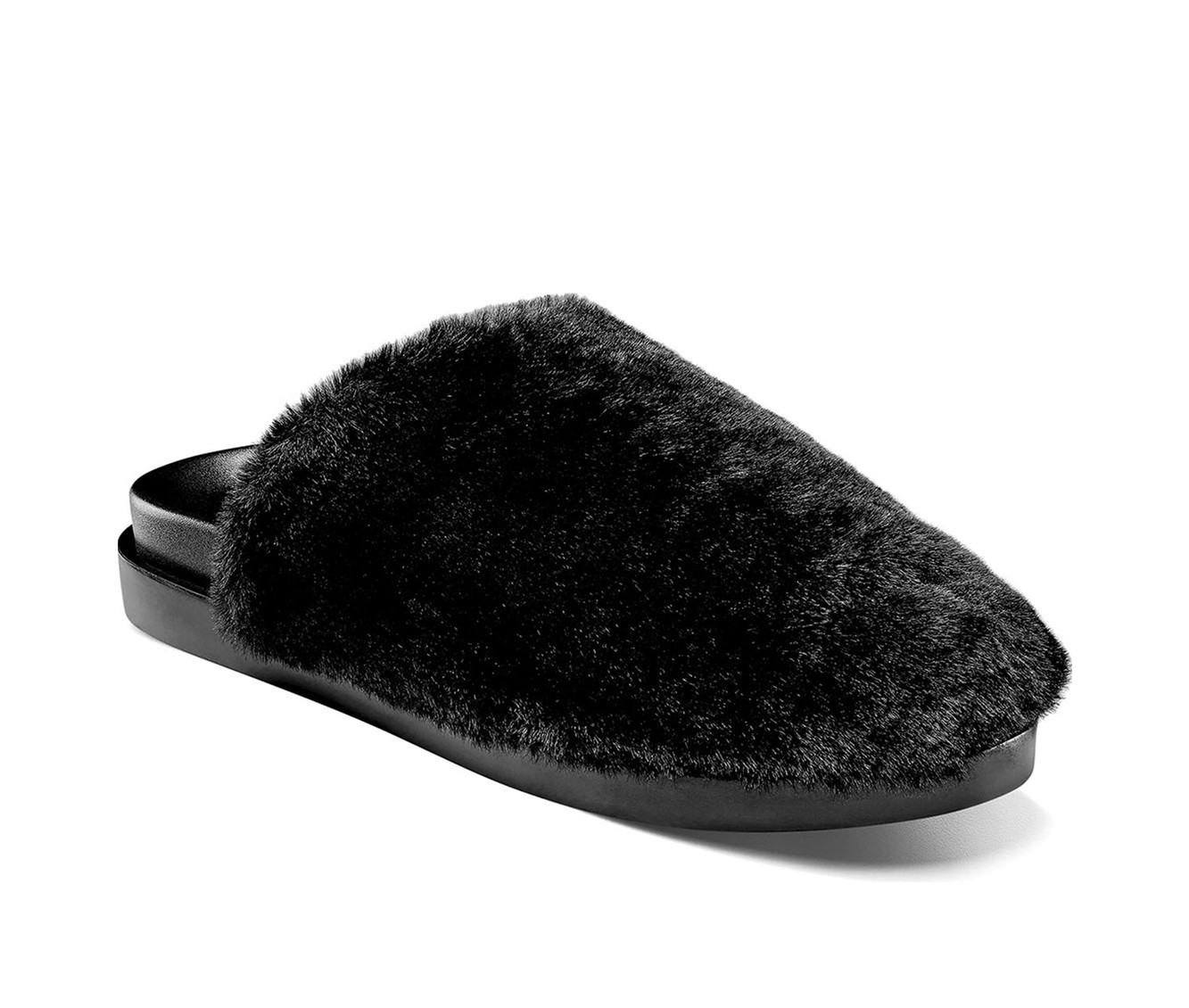 Stacy Adams Montecito Scuff Slippers Mens US 11 Black Faux Fur Slip-On JOBB1587