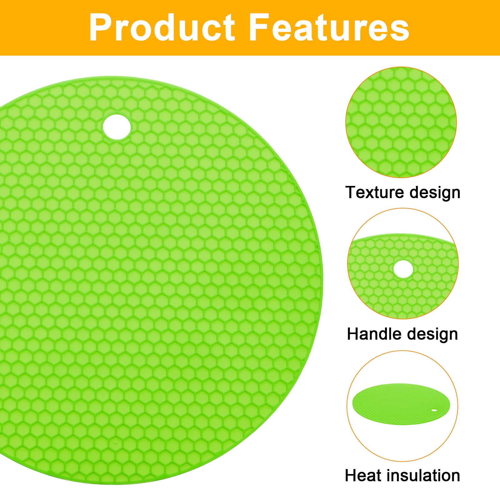 4pcs 7" Silicone Round Texture Jar Opener Pad, Green