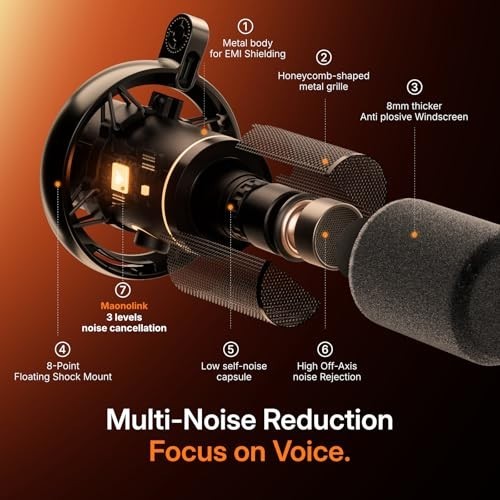Wireless Dynamic Microphone USB XLR Podcast Streaming Desktop Stand Noise
