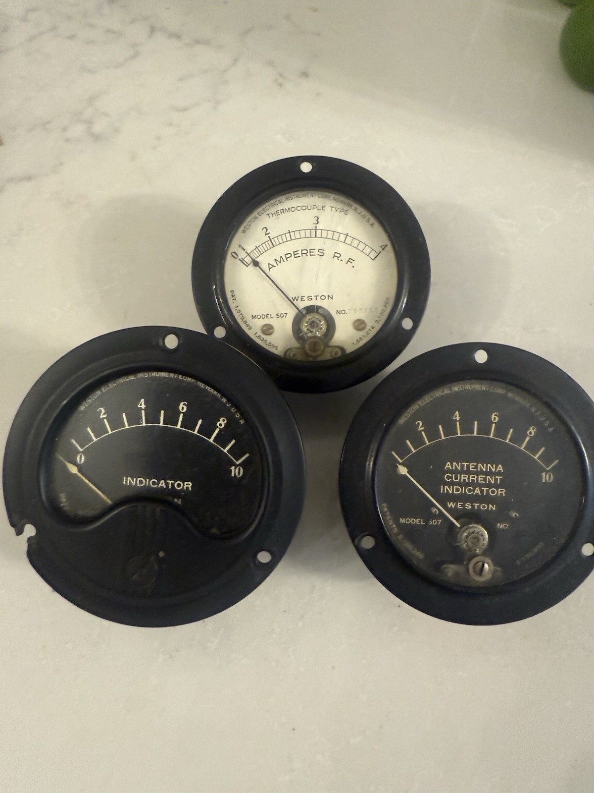 Weston Lot of 3  Amperes Indicator DC Panel 2.5”  Meters