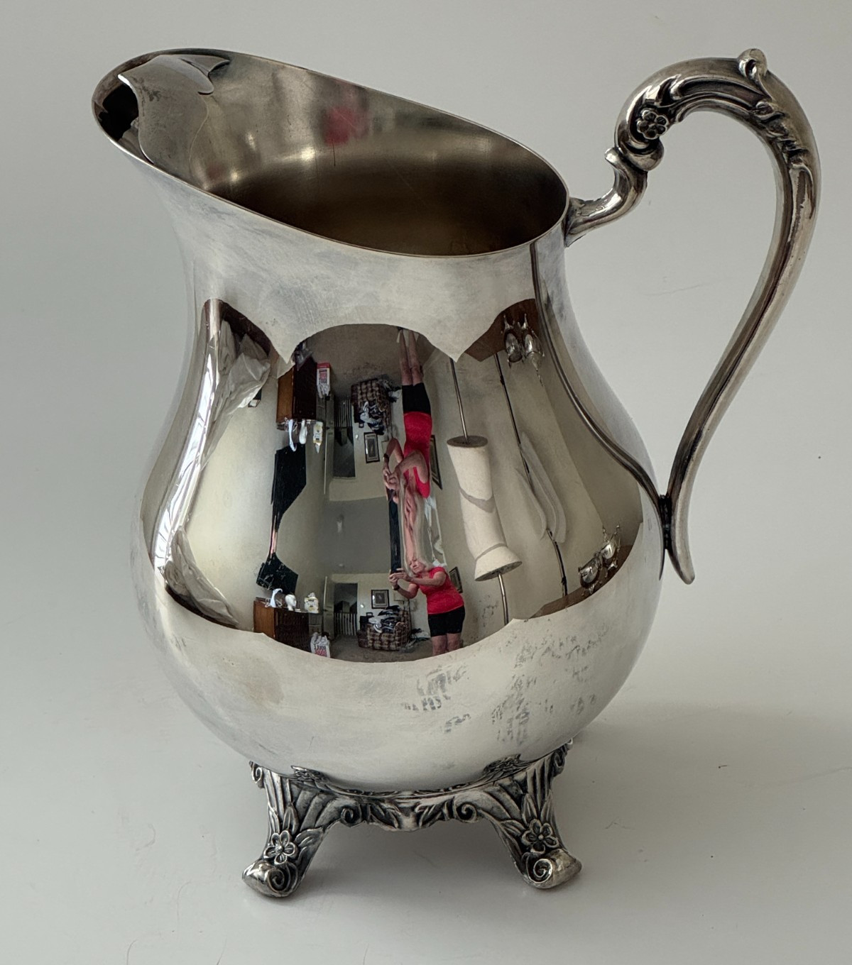 F.B. Rogers Silver Co. Water Pitcher 3707 Handled Silverplated Ice Lip Vintage