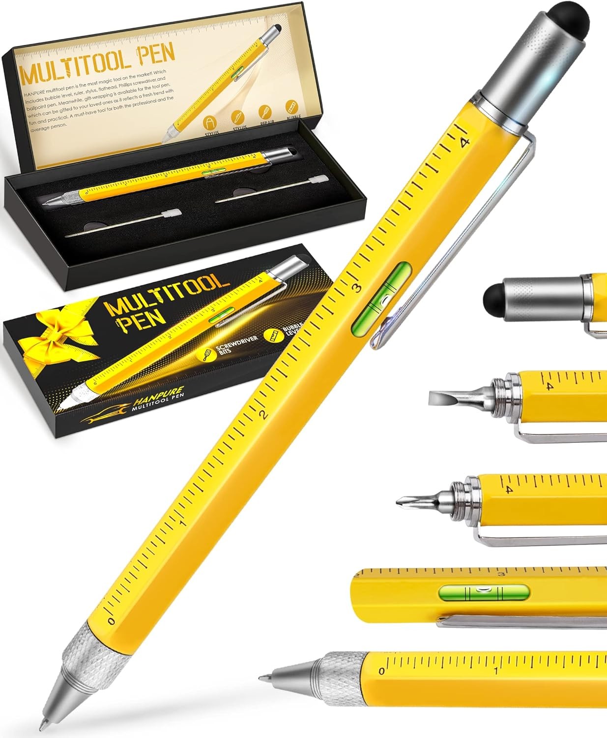 Father's Day Gifts for Dad Husband, Multitool Pen Cool Mens Gifts, Yellow