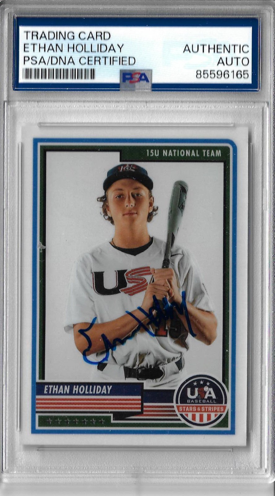 Ethan Holliday Autographed 2023 USA Stars & Stripes Rookie Card PSA Slabbed