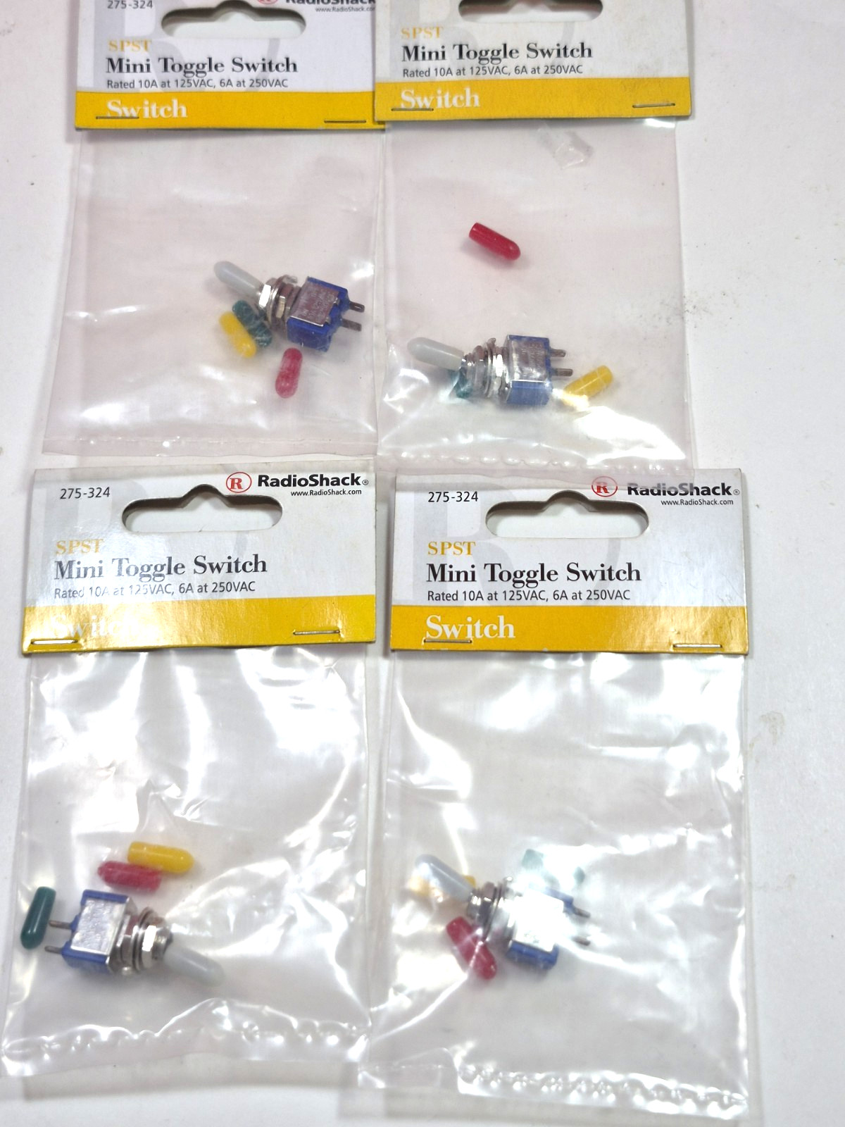 4-NEW Radio Shack 275-324 Mini Toggle Switches SPST Contacts Rated 10A at 125VAC