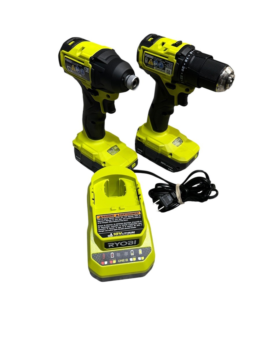 Ryobi PCL1200K2 18V Drill & Impact Driver Kit w/ charger (YE) (PBR122223)