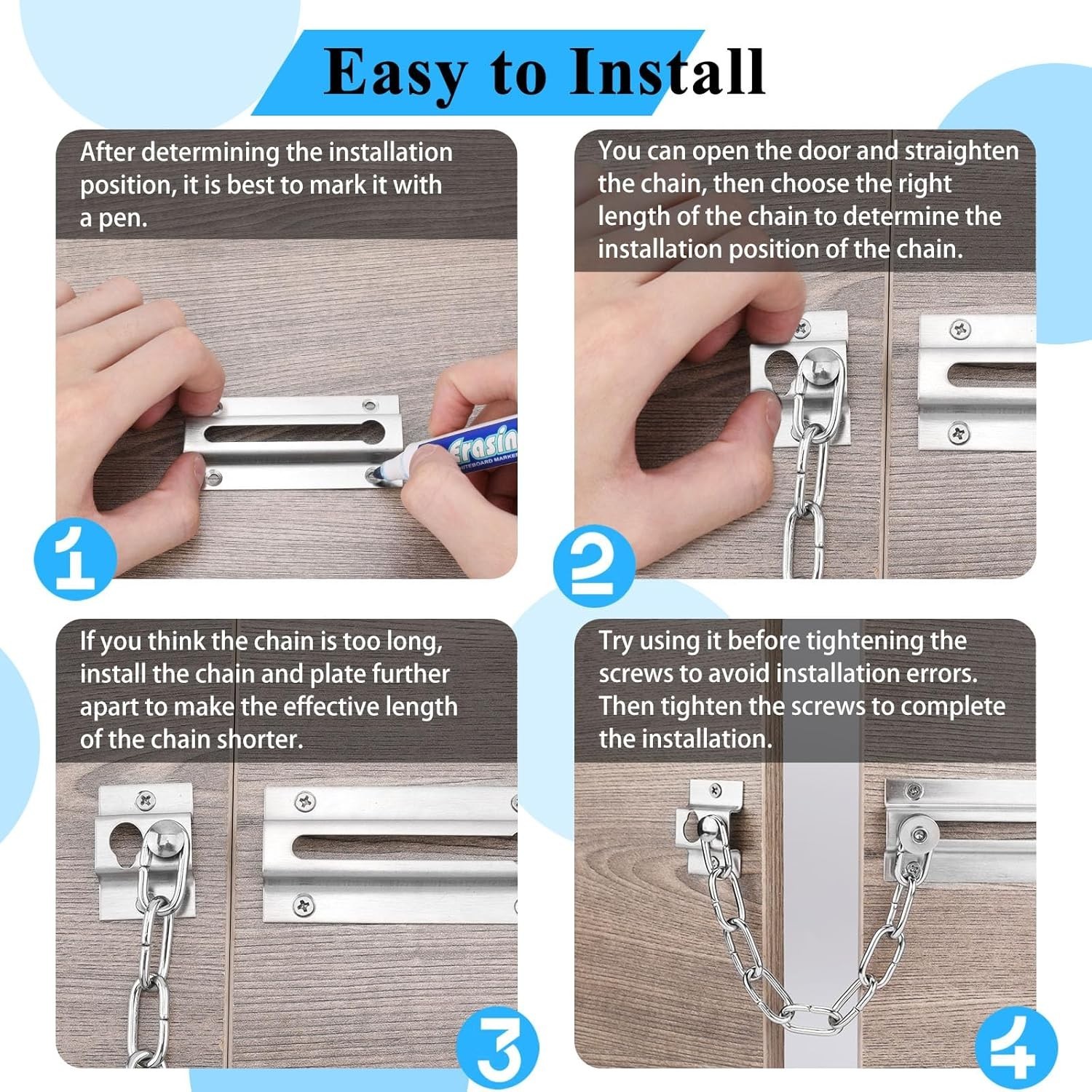 Stylish 2-Pack Silver Chain Locks - Secure Your Space with Rust-Resistant Design