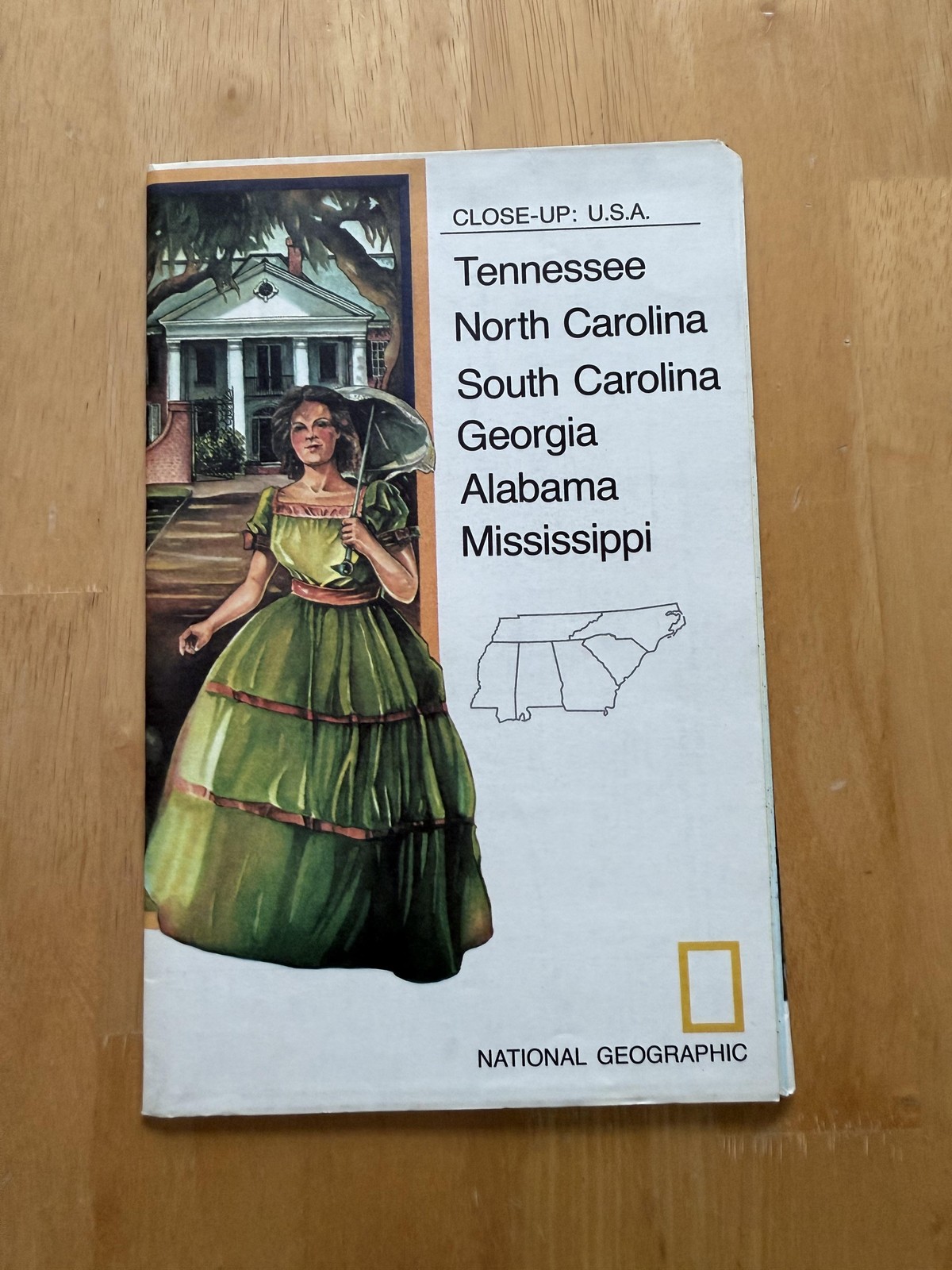 Vintage 1975 National Geographic Close-Up USA Southeast Map TN NC SC GA AL MS