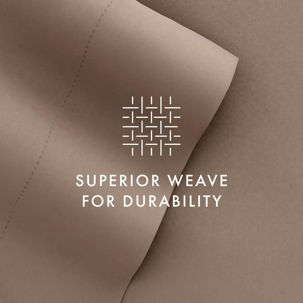 6-Piece Taupe Solid Microfiber King Sheet Set Free Shipping New