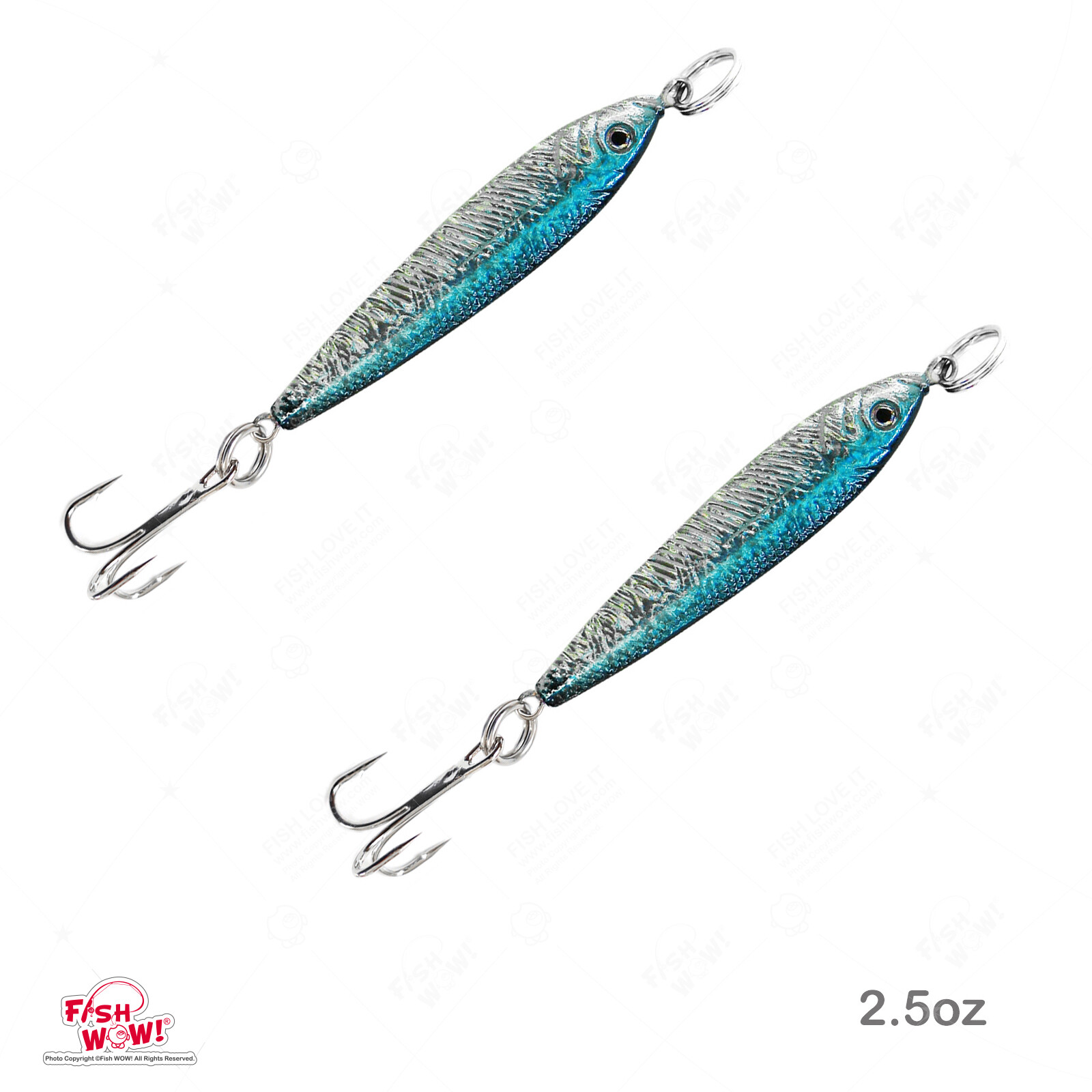 2pcs Blue Fish WOW! 2.5oz Fishing Mega Live Bait Metal luna Lure jig saltwater