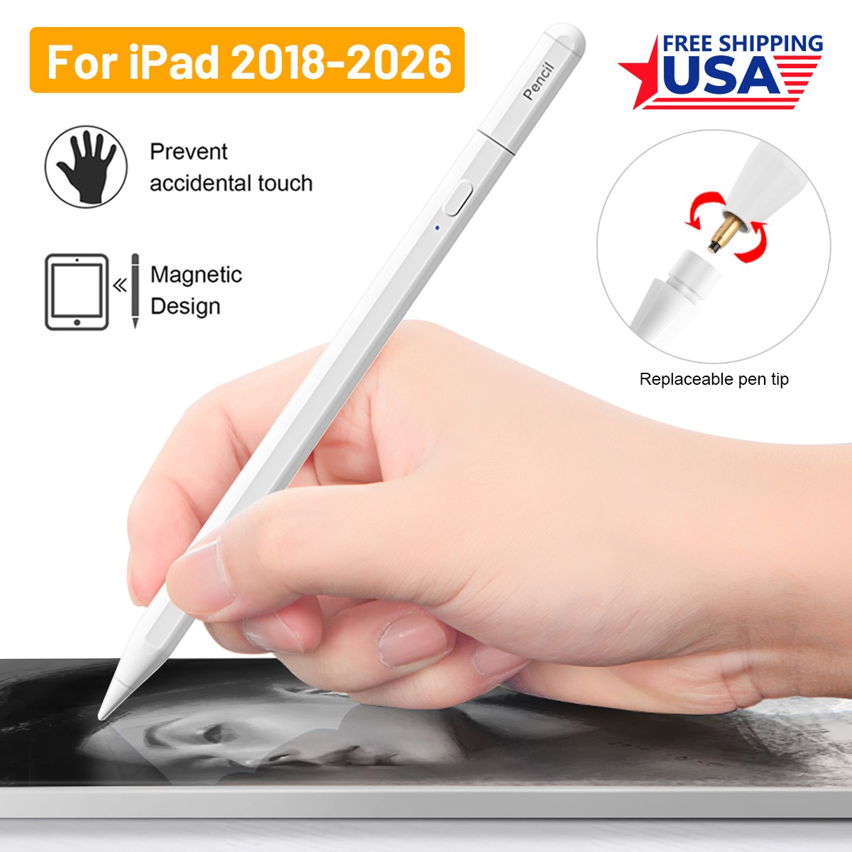 Stylus Pen For iPad 2018-ON |  Magnetic Drawing Pen with Full Palm Rejection