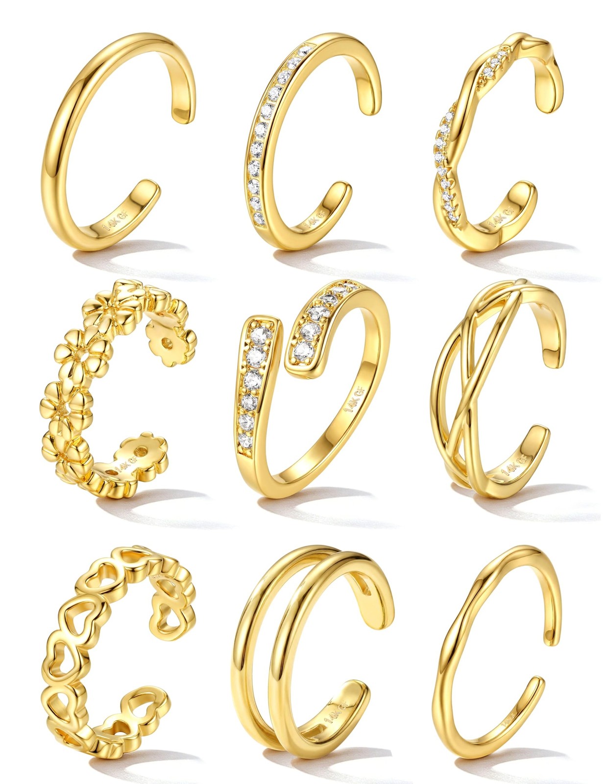 sailimue Gold Filled Toe Rings for Women Non Tarnish Adjustable Silver Ring |...