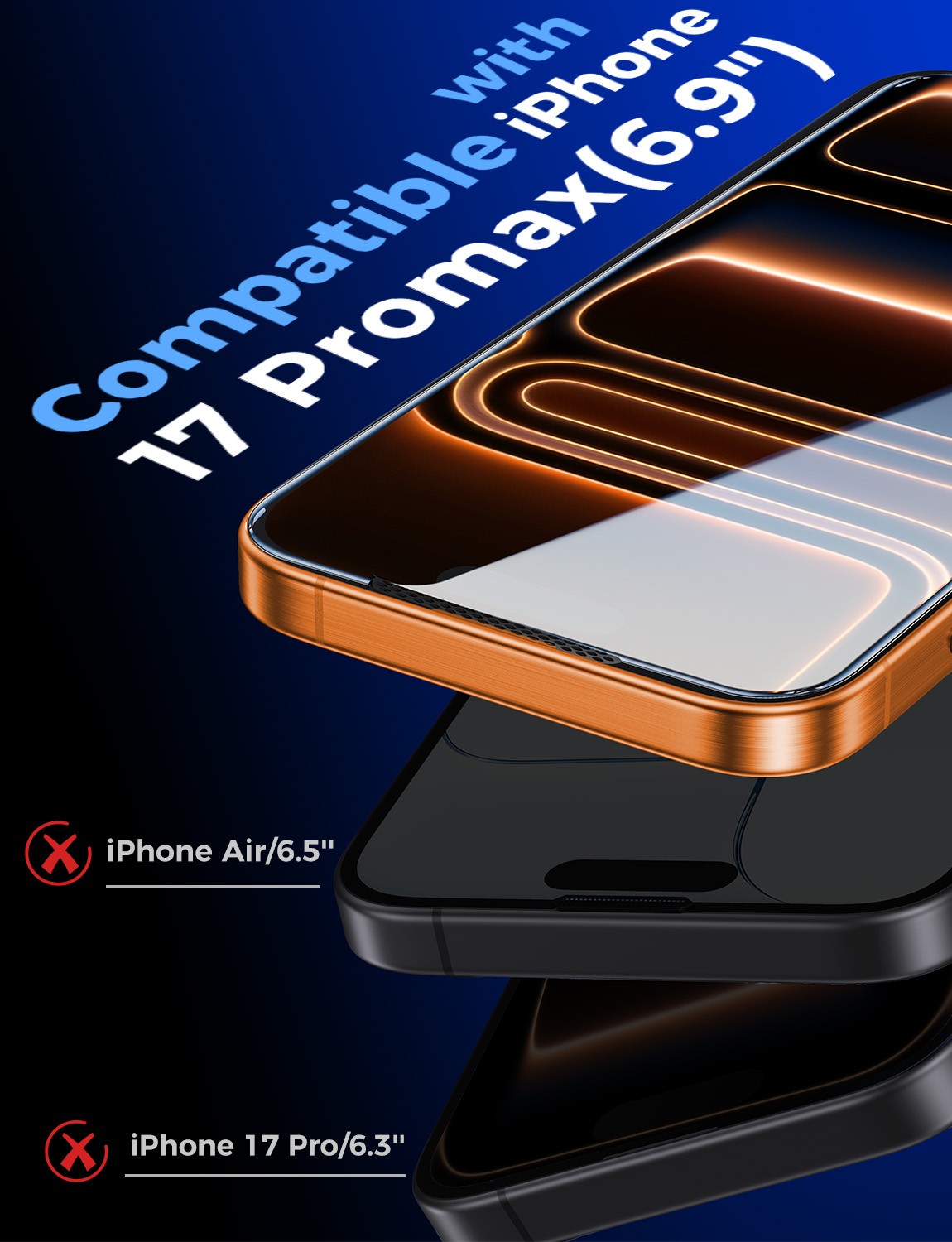 MAGIC JOHN 2 Pack Clear for iPhone 17 Pro Max Screen Protector tempered Glass