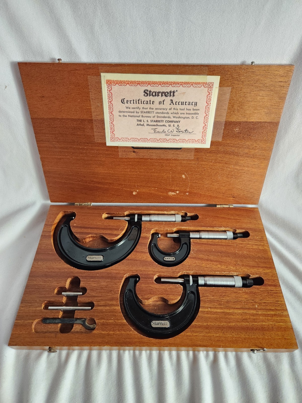 Starrett 436 Outside Micrometer Set 0-3" Range .001 Grad Resolution Lock Ratchet