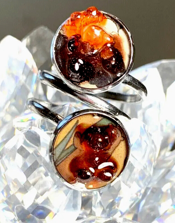 Handcrafted Art Resin Adjustable Open Ring Finger Wrap, Brown Teddy Bear Molds