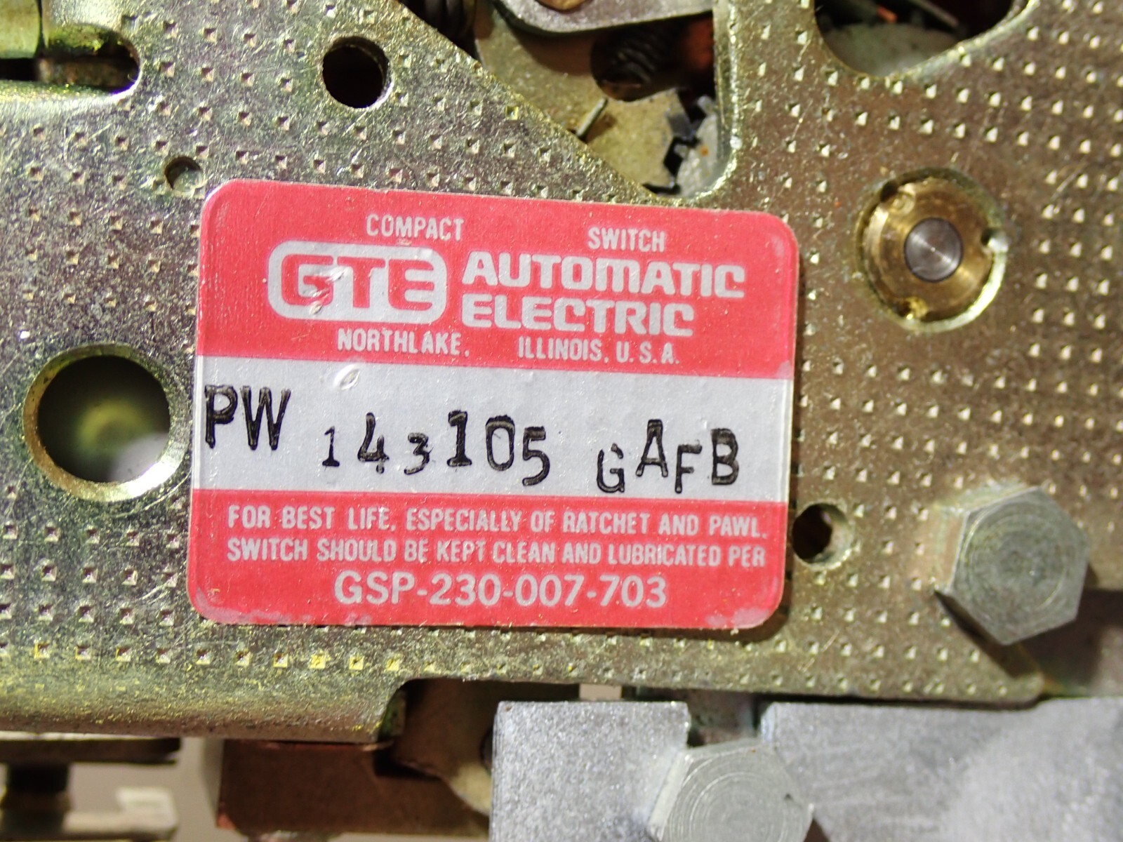 GTE 143105 AUTOMATIC ELECTRIC ROTARY SWITCH NOS NEW