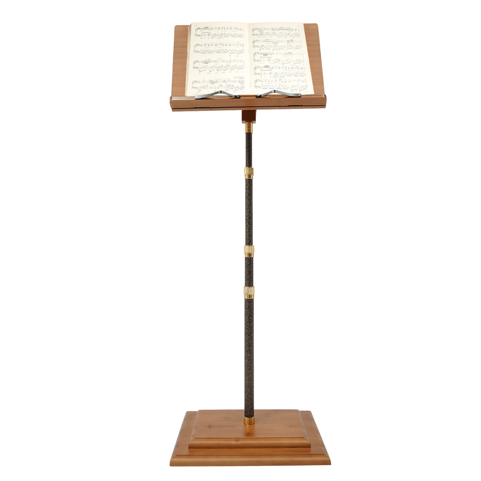 Height Adjustable Bamboo Music Stand Bamboo Conductor Music Stand W/ Wide Wooden