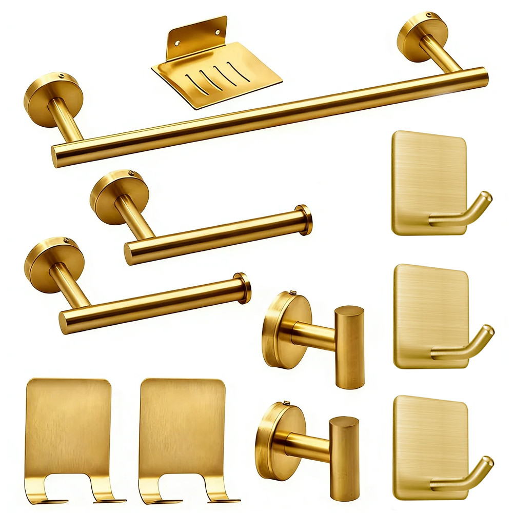 11 Pcs Towel Bar Set Bathroom Hardware Set Gold Bath Accessories