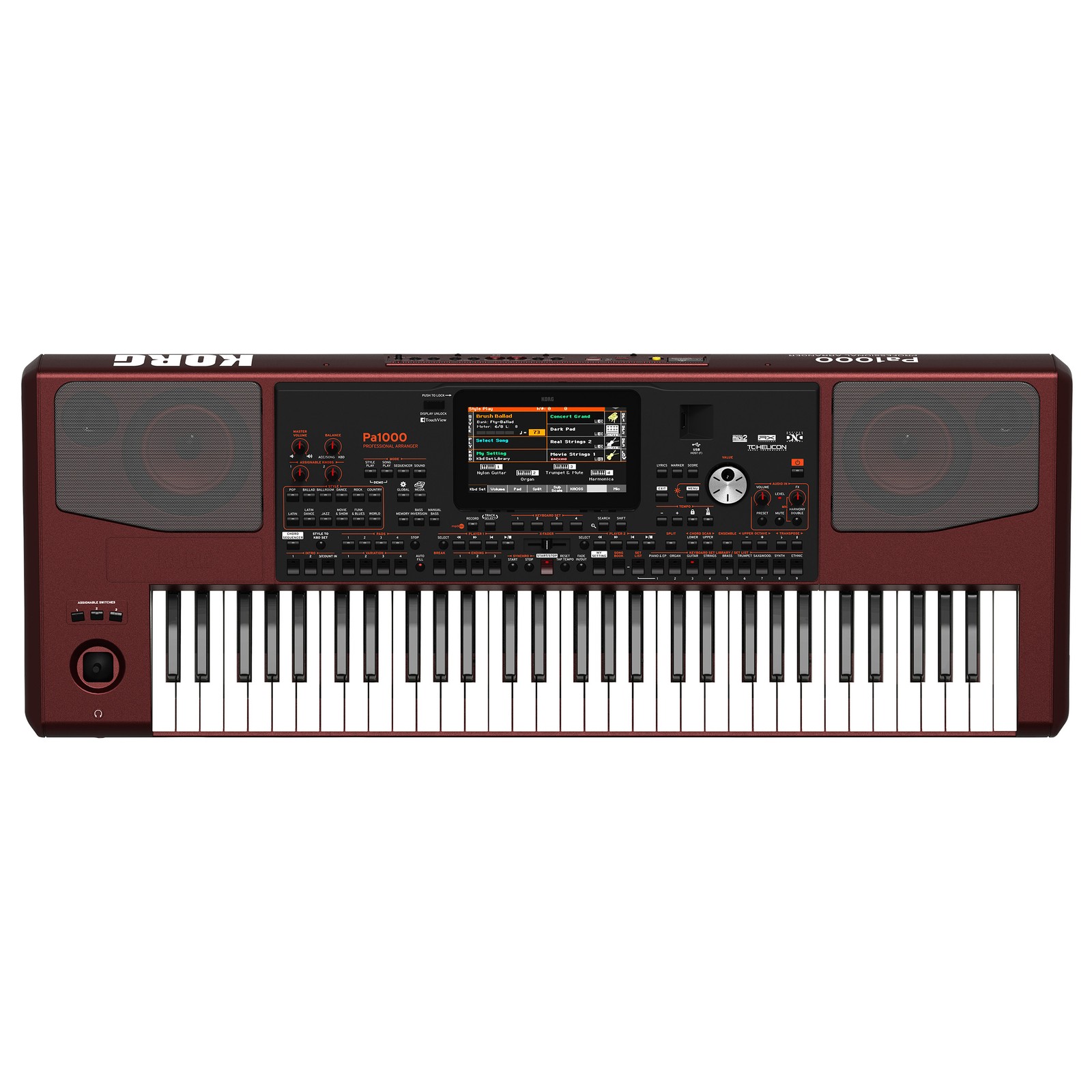 Korg PA1000 61-Key Professional Arranger Keyboard, Wine Red