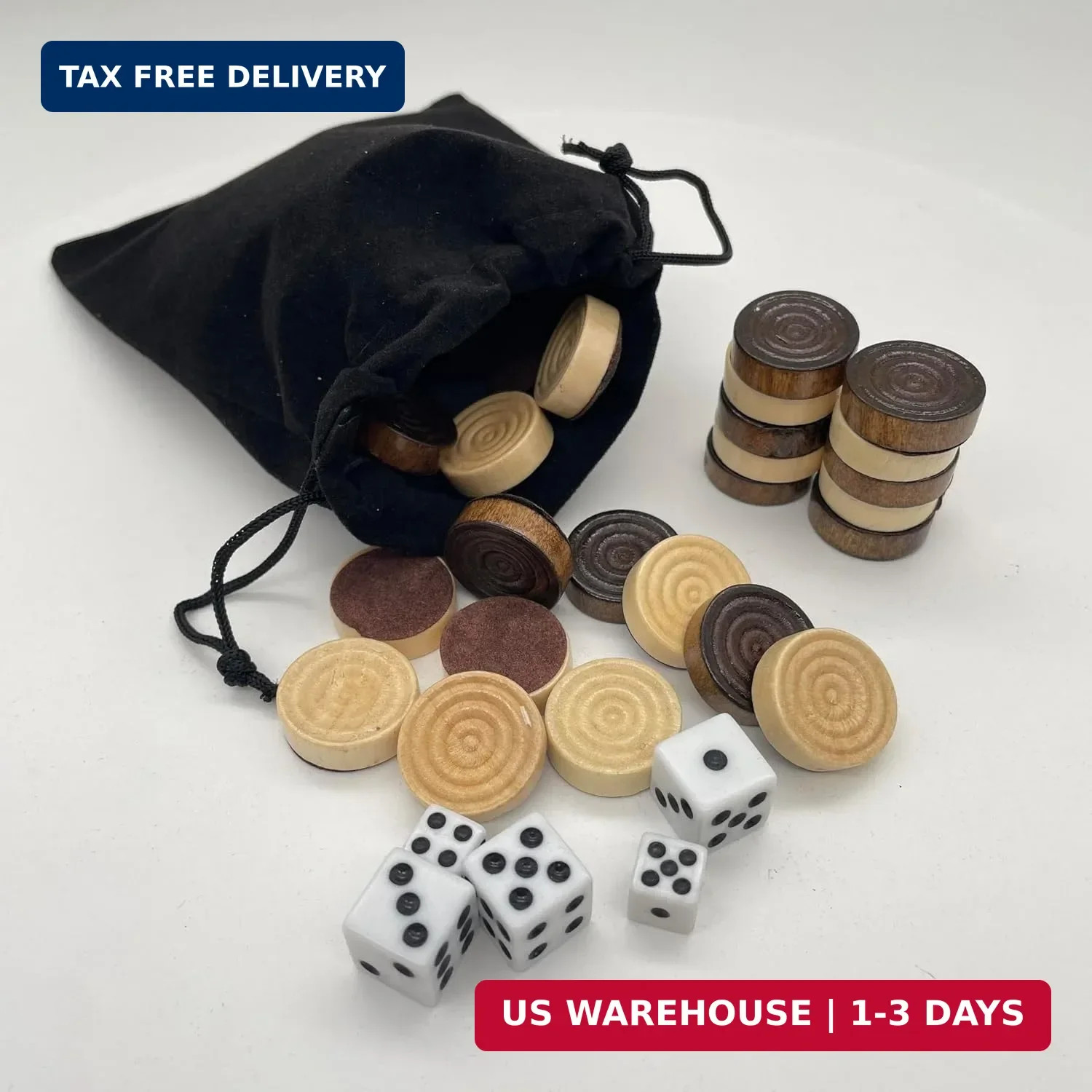 30 Pieces Wooden Backgammon Checkers Replacement set Checker Board Games Playing