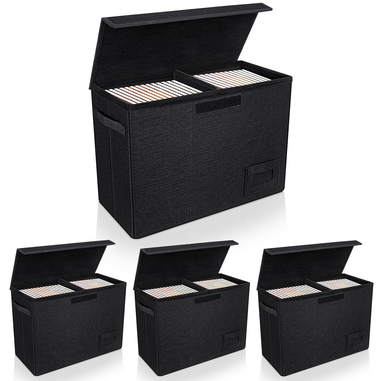 4-Pack Comic Book Storage, Collapsible Comic Book Case with Dividers and Carr...