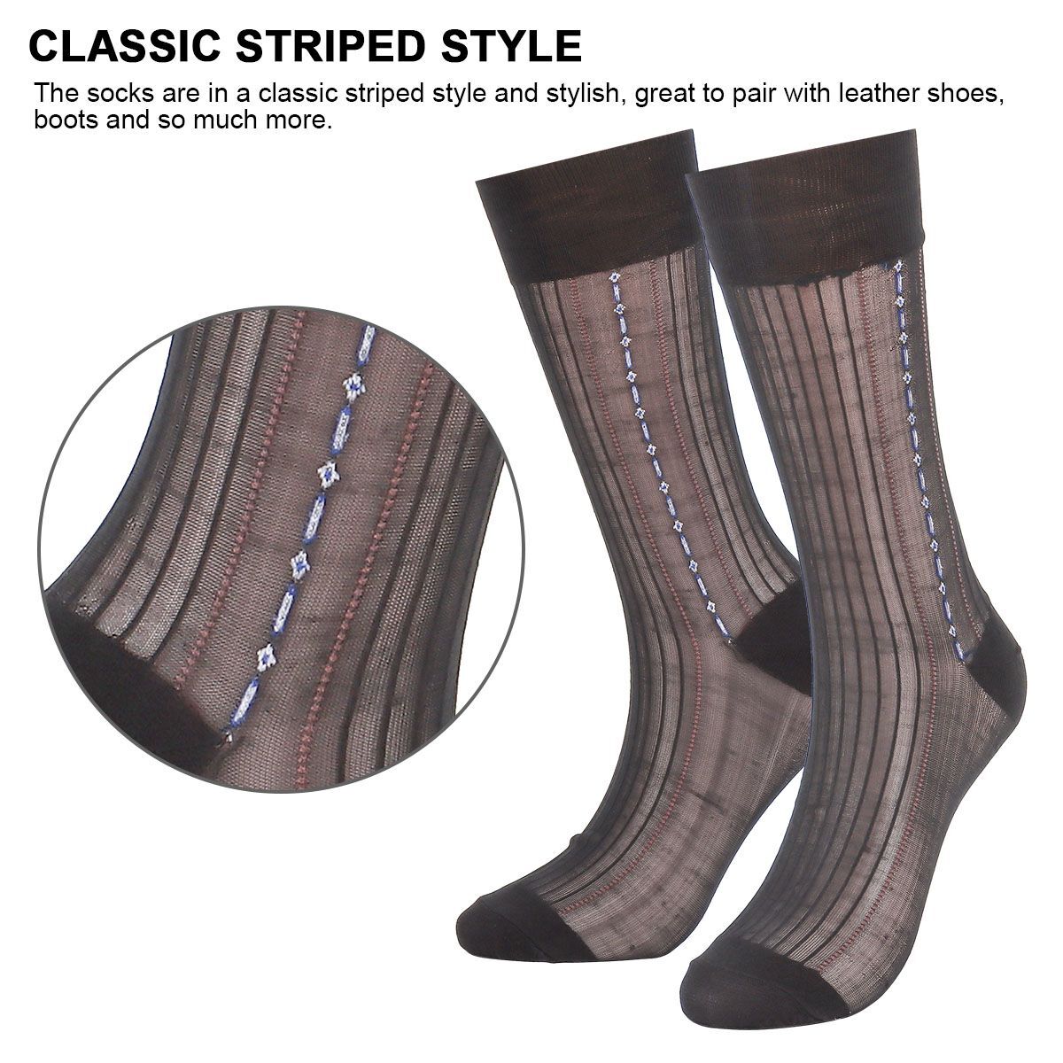 5 Pairs Mens Ultra Thin Dress Socks Silk Sheer Business Socks Soft Nylon Work