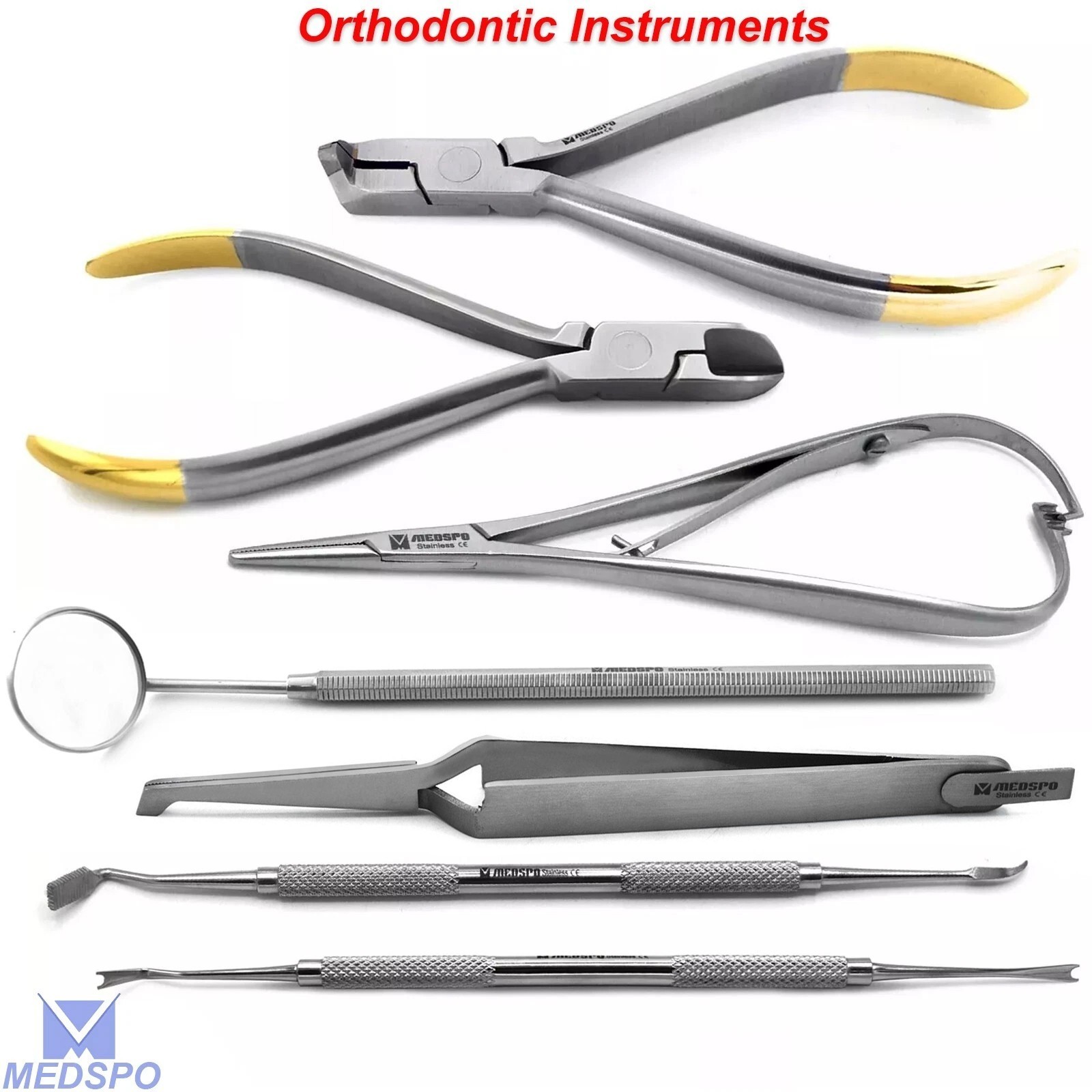 Orthodontic Ligature Wire Cutter Mathieu Needle Band Pusher Bracket Tweezer Kit