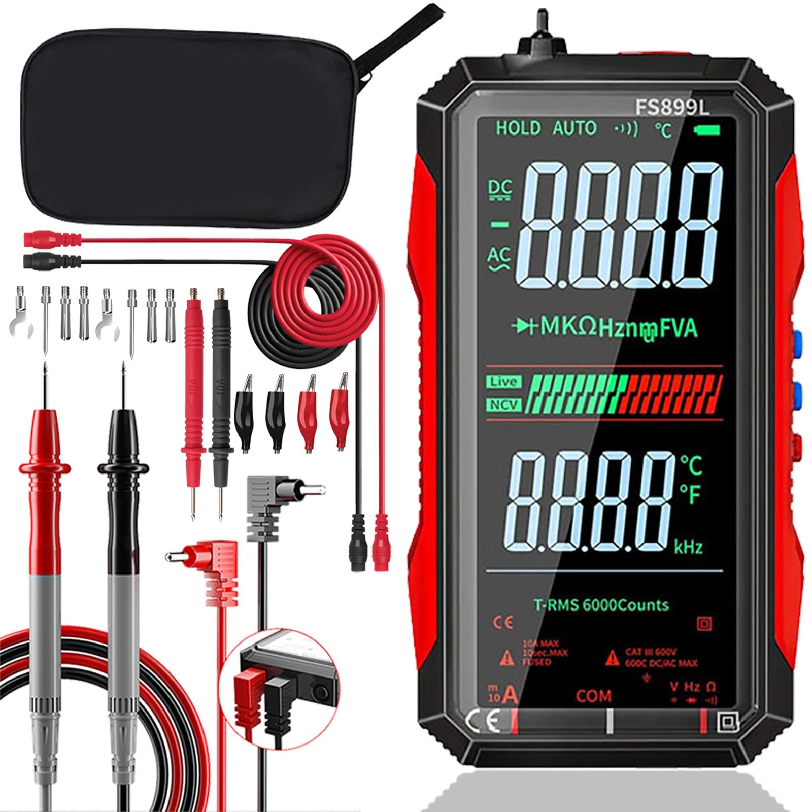 2026 Upgraded FS899L Digital Multimeter, Color Screen, USB-C with 20pcs Silic...