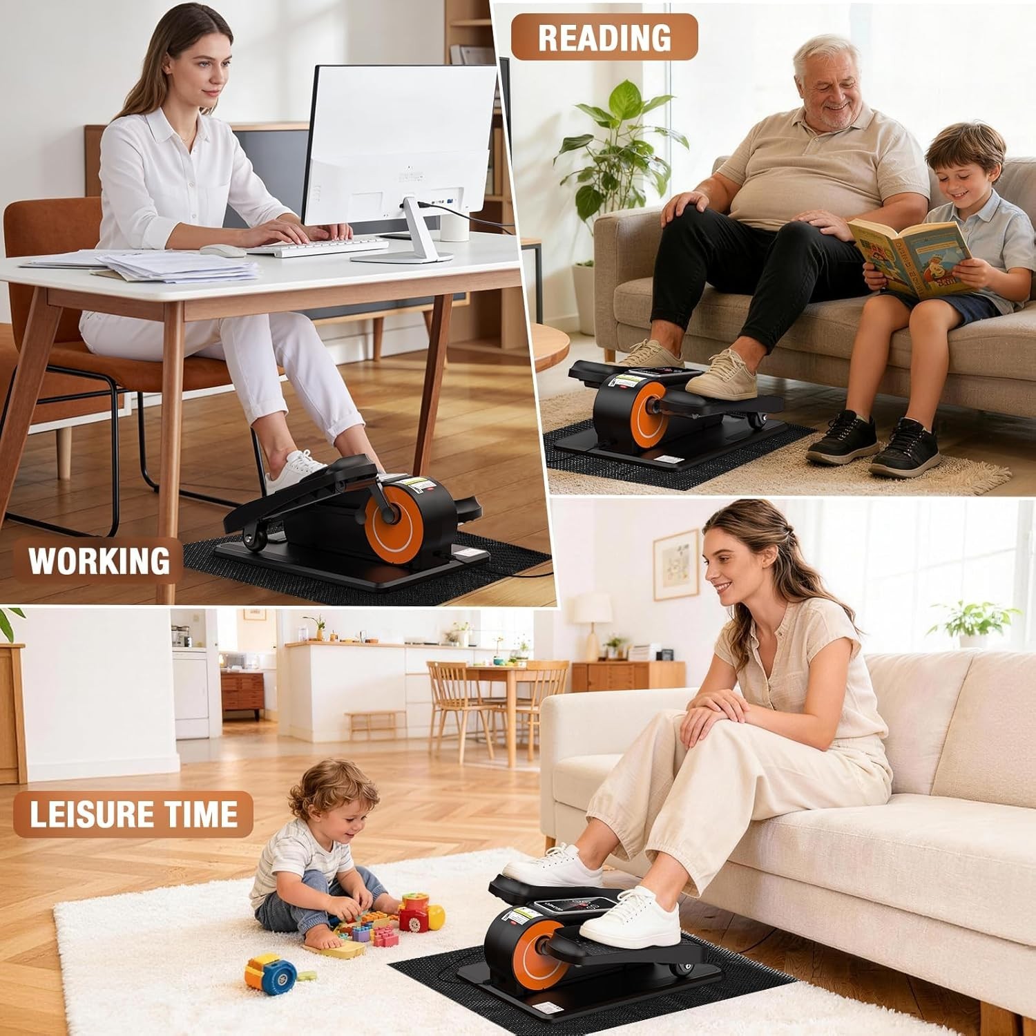 Compact Under Desk Elliptical with 12 Adjustable Speeds & Lightweight Design