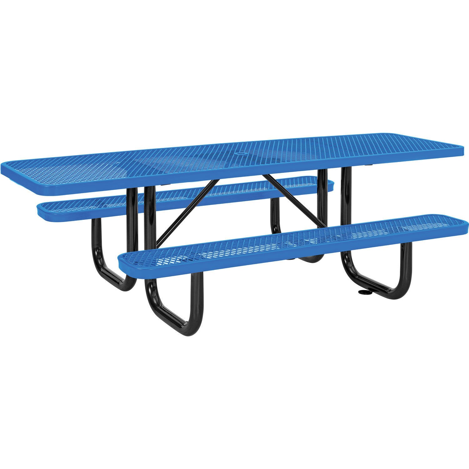 8' ADA Rectangular Picnic Table Expanded Metal Blue (96" Long)