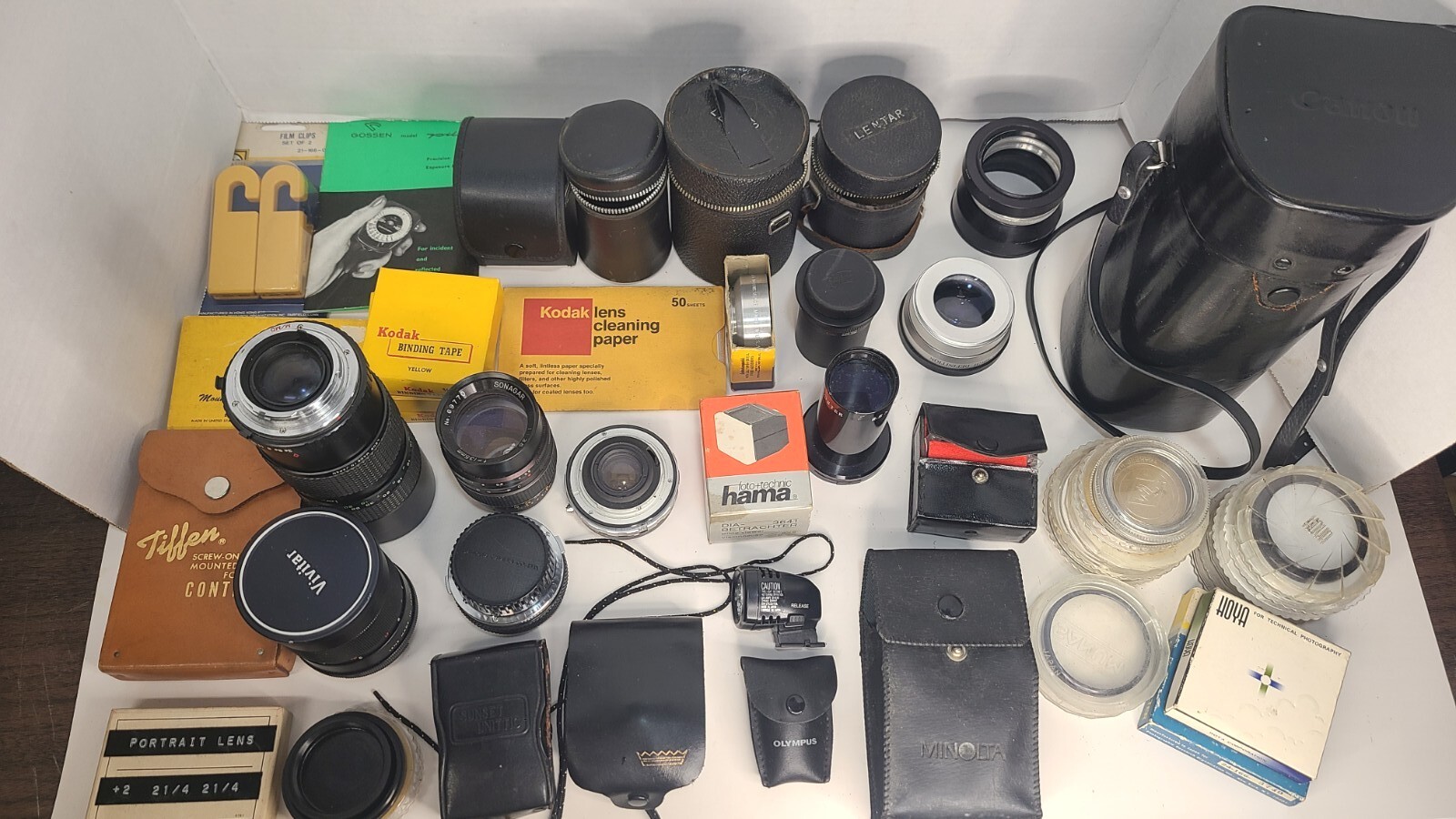 Lot Of 39 Vintage Camera Accessories Olympus Vivitar Tiffen Kodak Ge