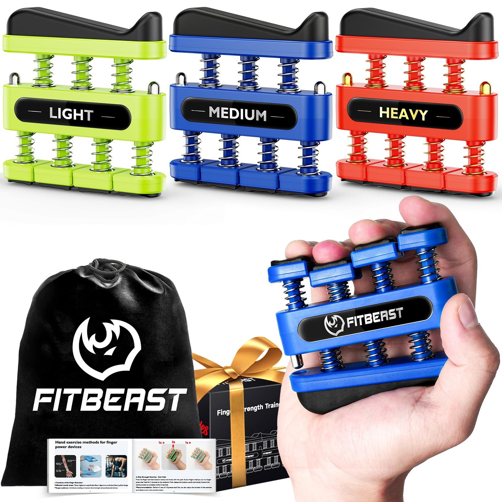 Fitbeast Finger Strengthener Finger Exerciser 4-Pack Hand Exerciser For