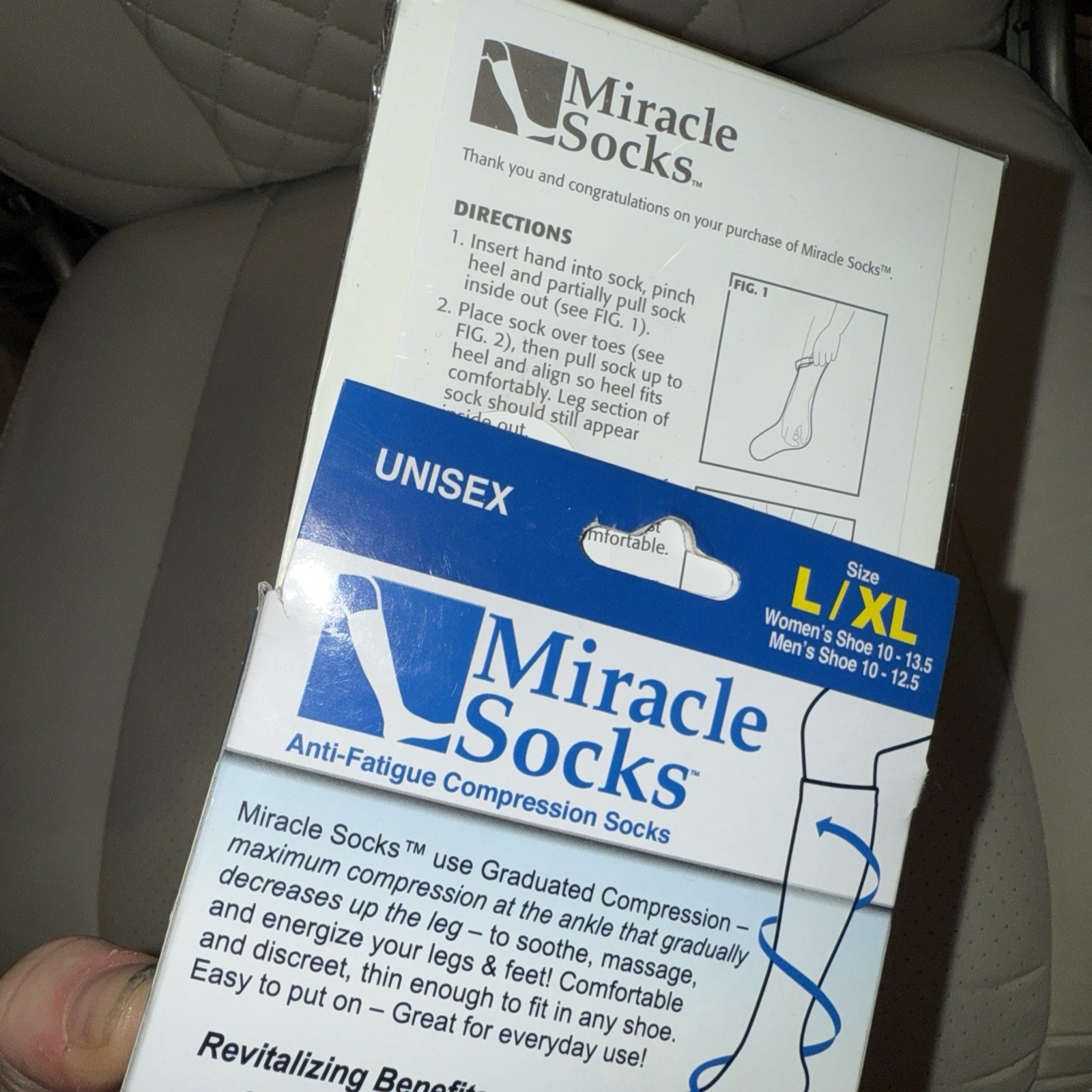 Miracle Socks Anti-Fatigue Compression Socks Pair Size L/XL NIB