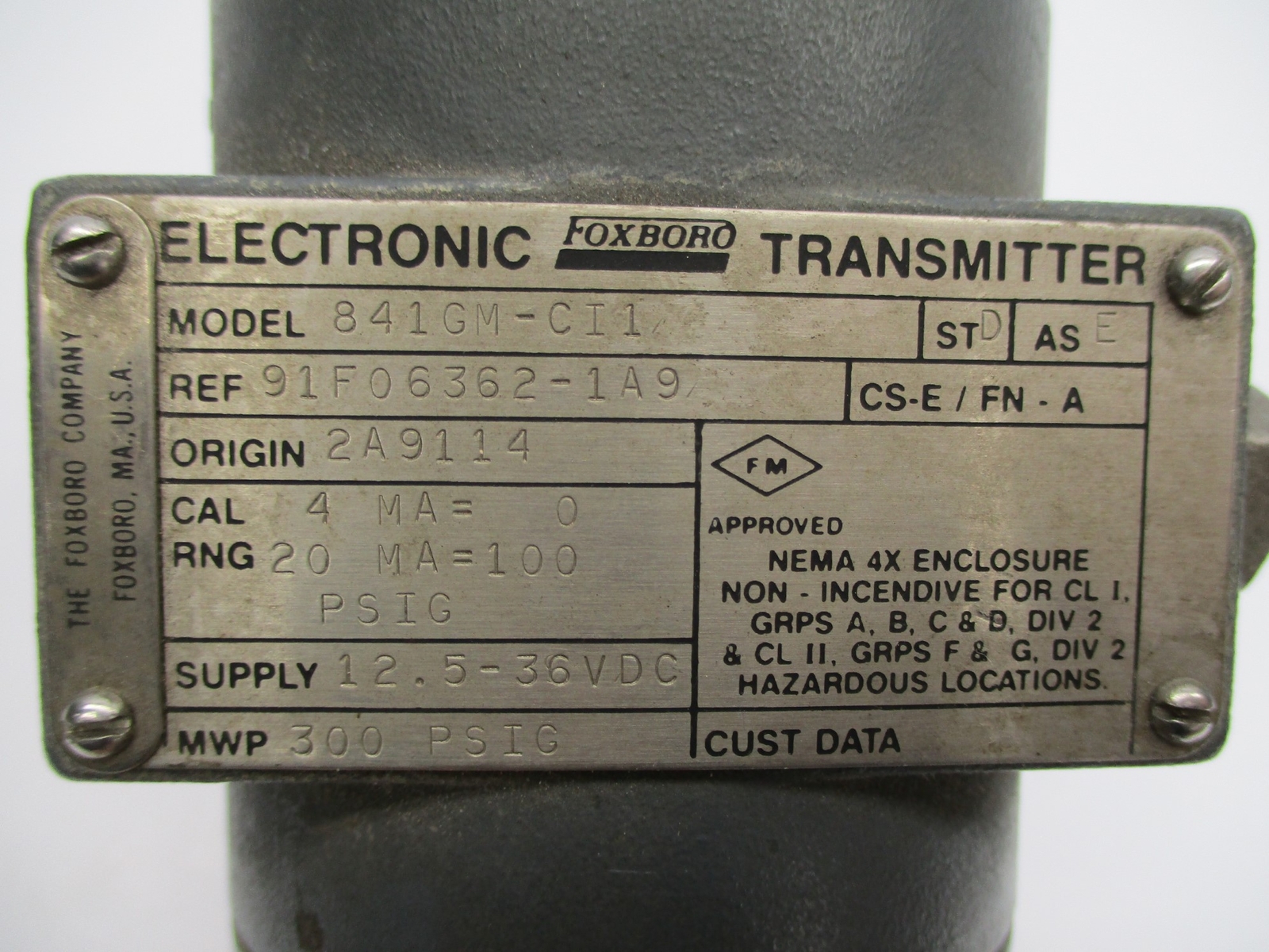 FOXBORO 841GM-CT1 300PSIG UNMP