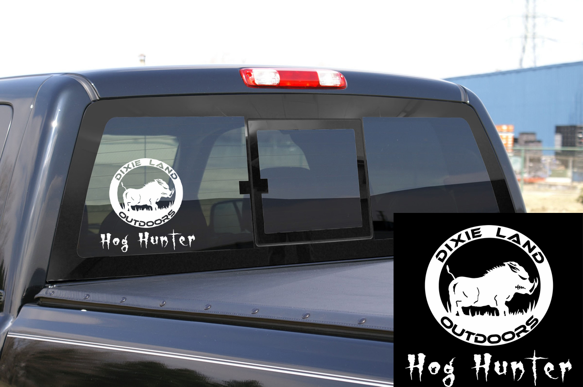Hog Hunter Decal,boar hog hunting,hog dog,catch dog,feral pig,wild boar,dixie