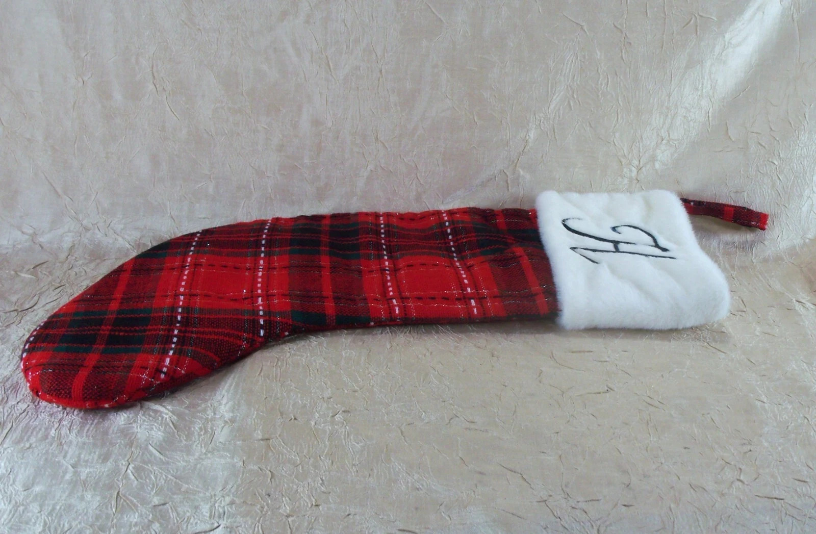 Initial H Plaid Red Christmas Holiday Stocking