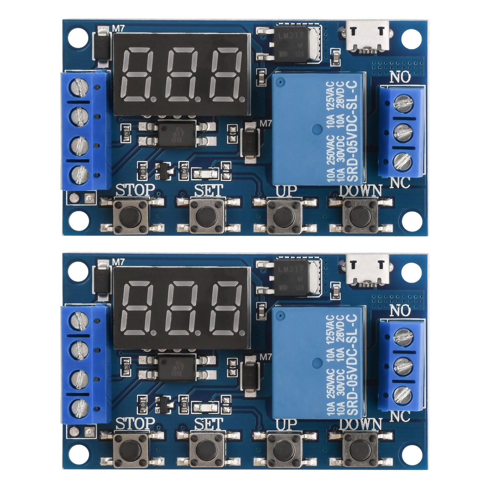 FORIOT 2pcs 5V Micro USB Timer Relay DC 6-30V Programmable Cycle Delay Usb