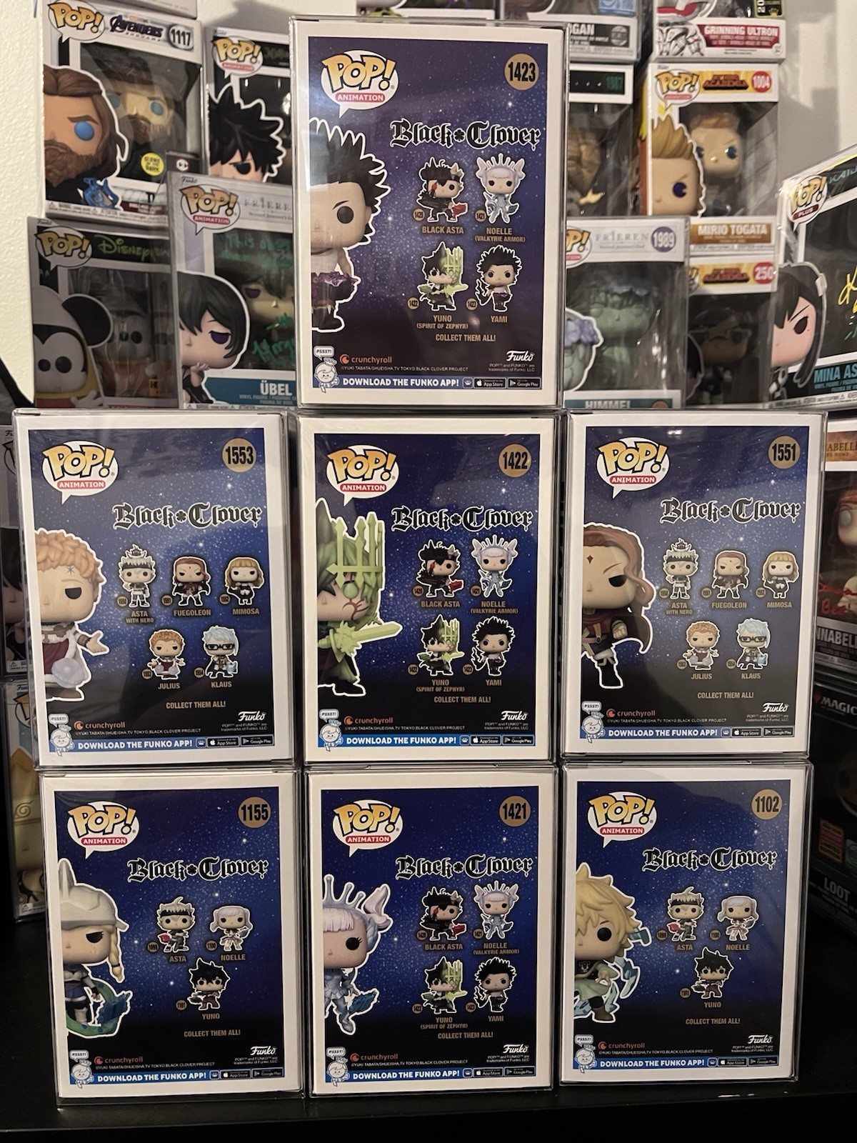 Funko Pop! Animation Black Clover GITD 7pc yami,yuno,Julius all in protectors
