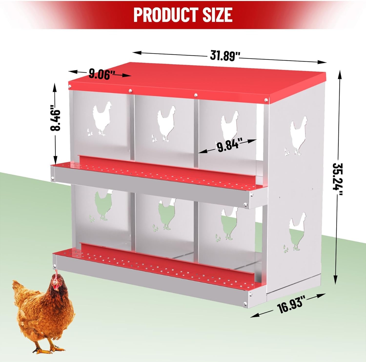 Chicken Nesting Box 2-Tier Egg Collection 6/8/10 Holes Chicken Hens Laying Boxes
