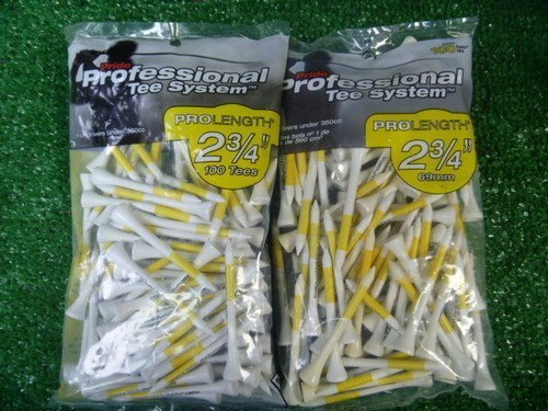 Pride Golf System Pro Length Plus 2 3 4 White Golf Tees and 2 Bags Set