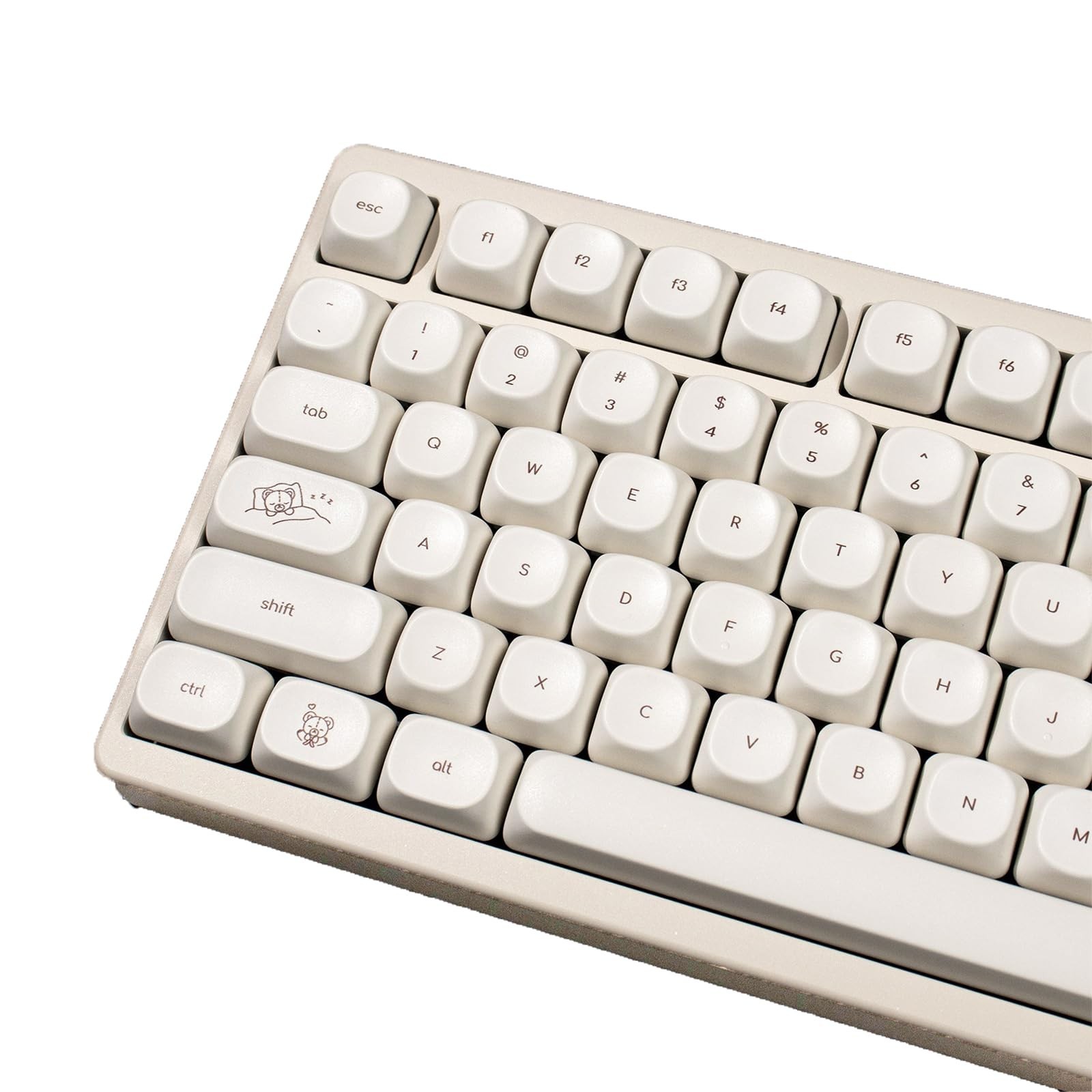 MOA Profile Cute Bear Keycaps, 124keys PBT Keycaps Set, Minimalist White Keyb...