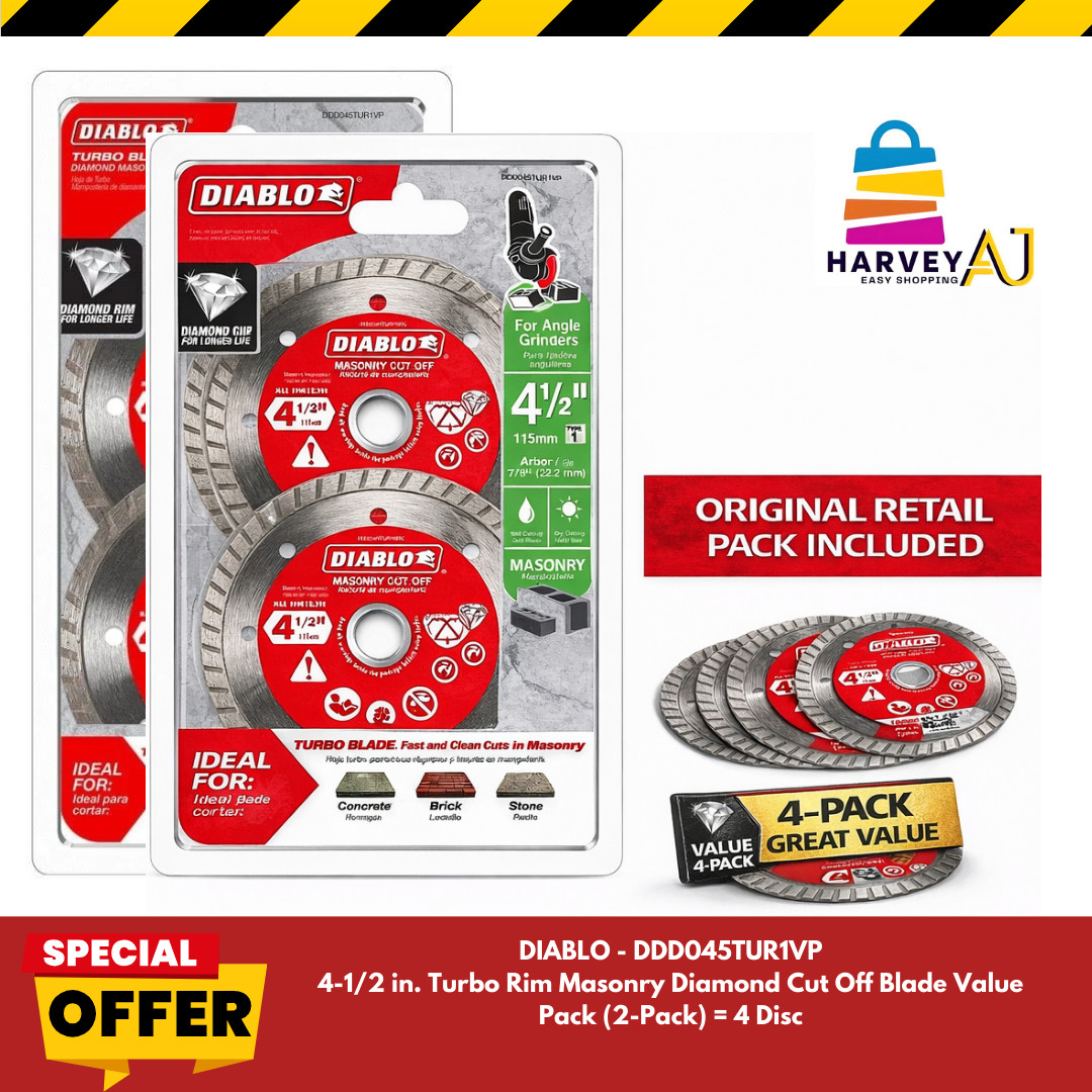 DIABLO 4-1/2 in Turbo Rim Masonry Diamond Cut Off Blade Value Pack 2-Pack= 4Disc