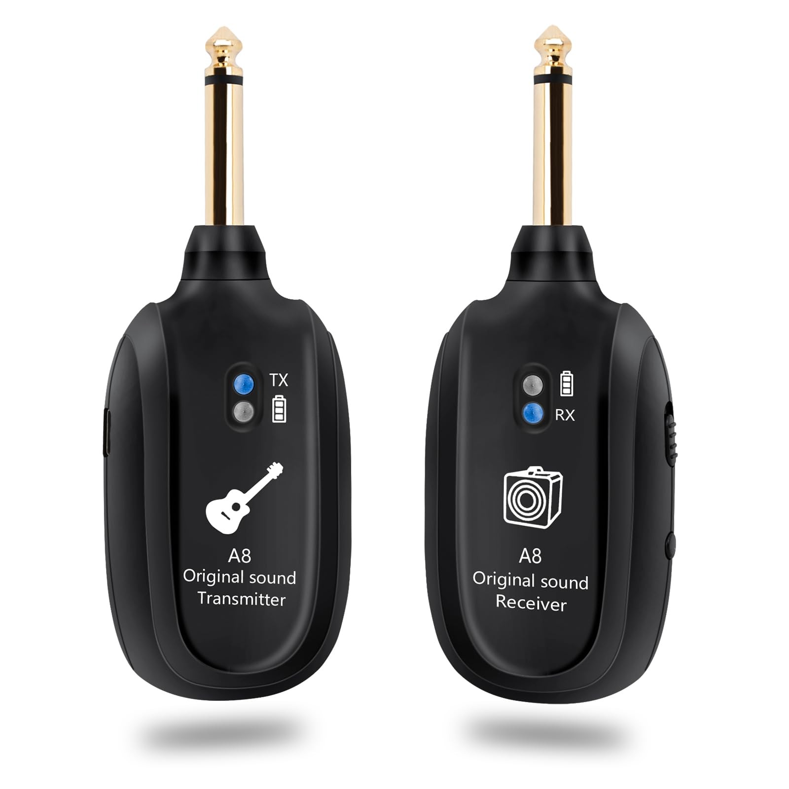 A8 Wireless Guitar Transmitter Receiver System  2.4GHz Rechargeable, 24bit/48...