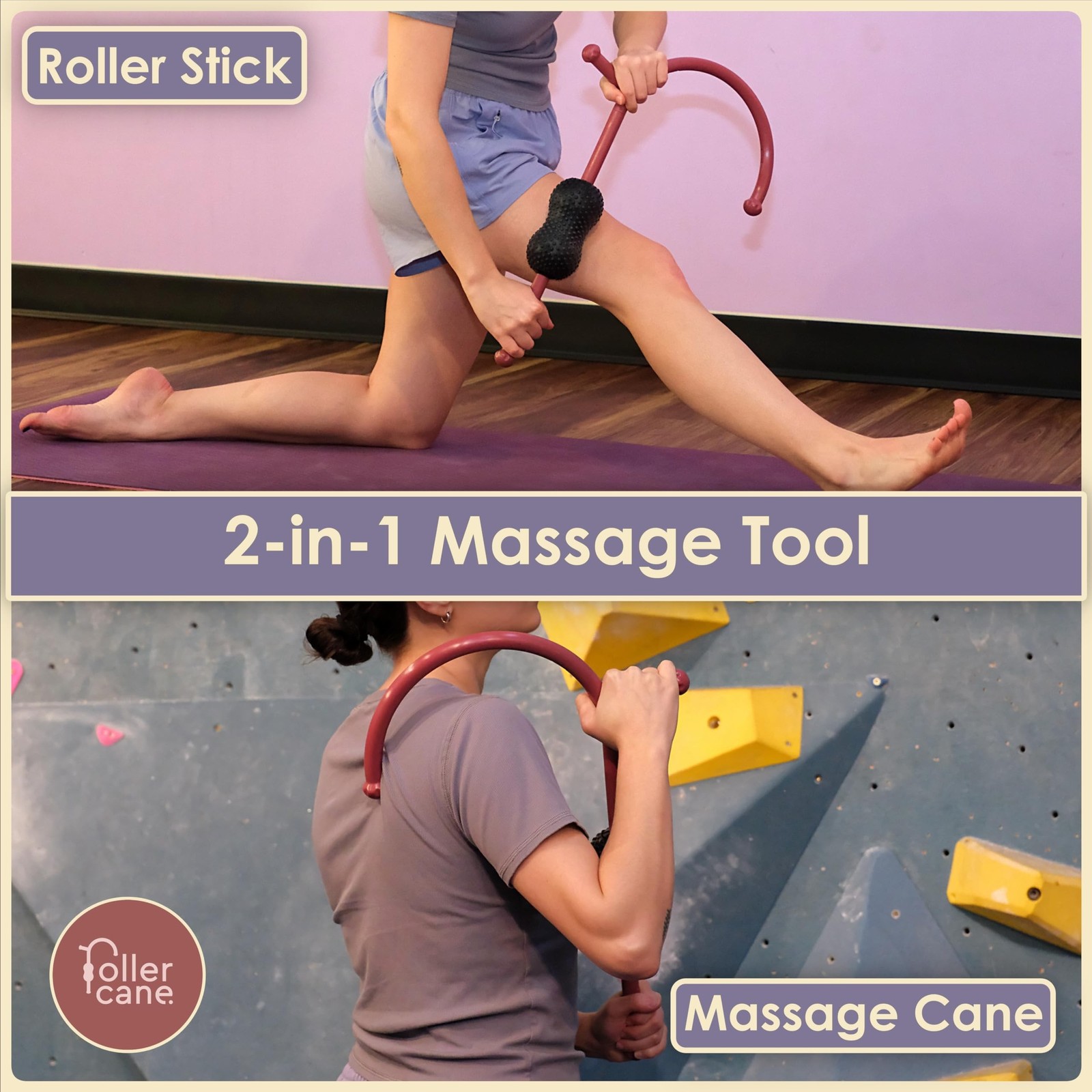 Roller Cane Massager | 2-in-1 Massage Roller Stick & Trigger Point Cane | Rub...